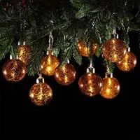 Copper Bauble Garland with LED Lights - Copper, Glass