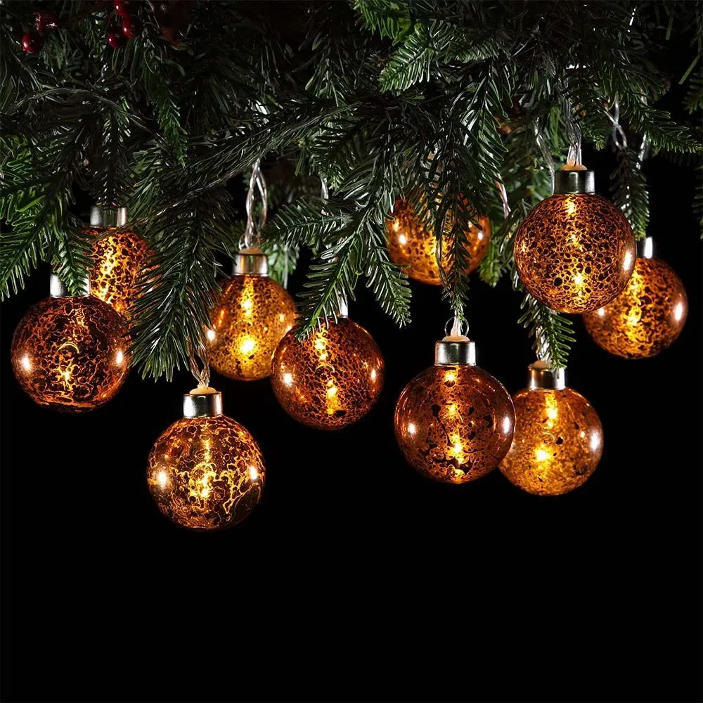 Copper Bauble Garland with LED Lights - Copper, Glass image