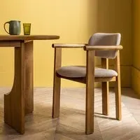 Cora Oak Dining Chair - Neutral, Boucle