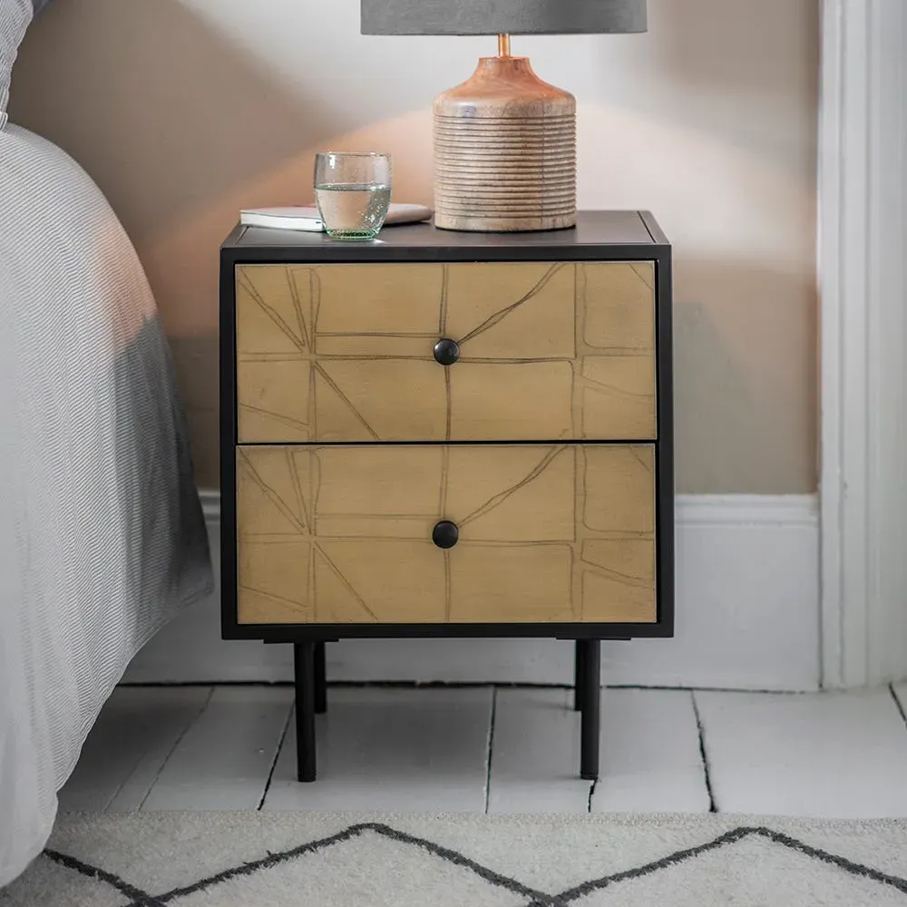 Crackle 2-Drawer Bedside Table - Antique Brass image