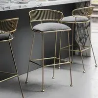 Ella Metal Barstool - Grey, Velvet