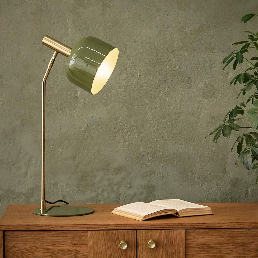 Emma Table Lamp with Swivel Head - Olive, Metal