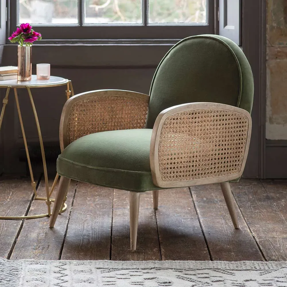 Emmeline Armchair - Olive Green, Velvet image