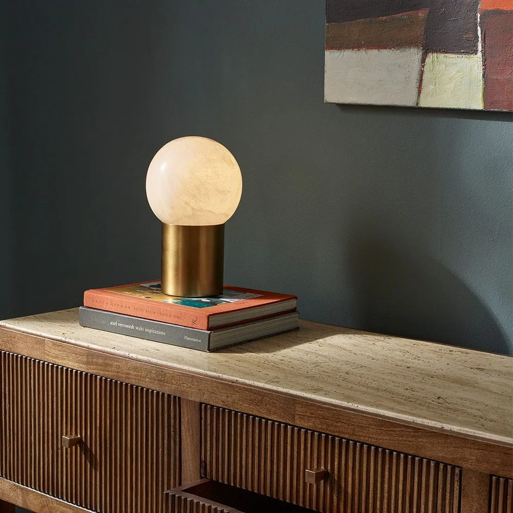 Erin Table Lamp with Dimmer - Alabaster, Bronze Steel product