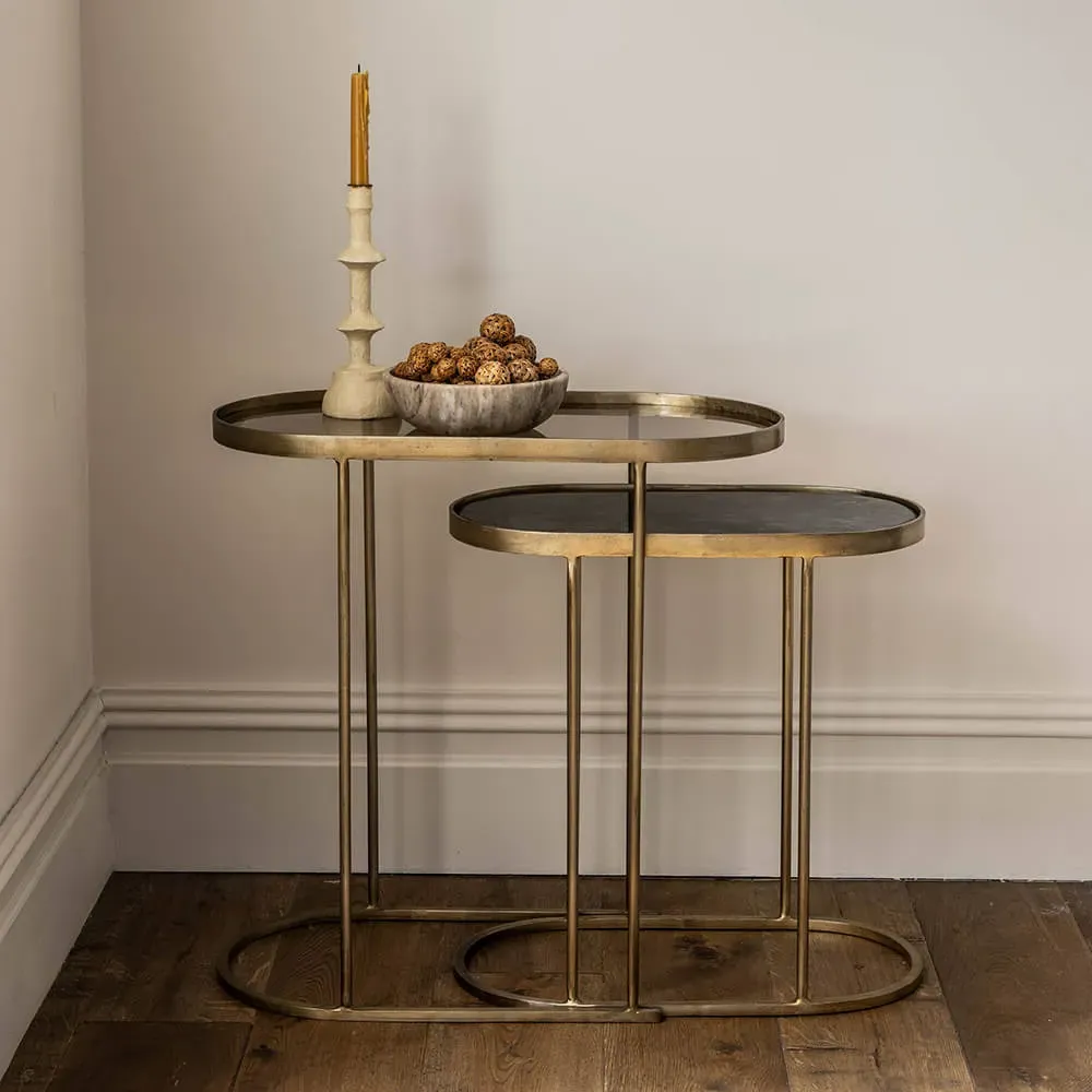 Estrella Nesting Tables - Green Marble, Glass alternate view