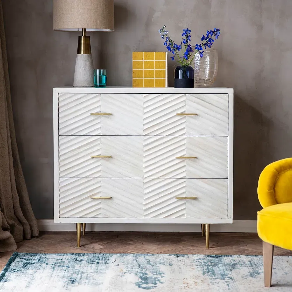 Fandango 3-Drawer Chest of Drawers - Whitewashed, Mango Wood