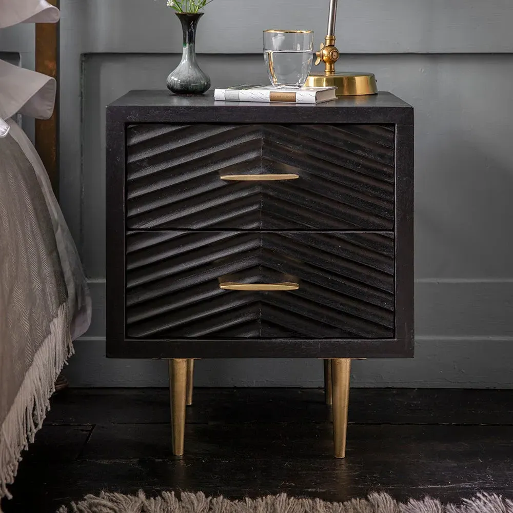 Fandango Bedside Drawers - Black, Mango Wood image