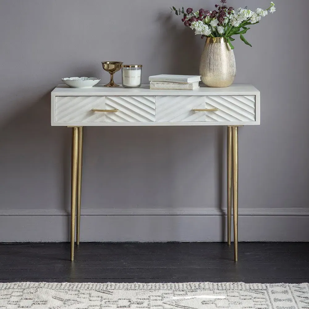 Fandango Console Table - Whitewashed, Mango Wood image