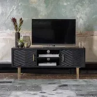 Fandango Media Unit with Storage - Black, Mango Wood