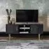 Fandango Media Unit with Storage - Black, Mango Wood