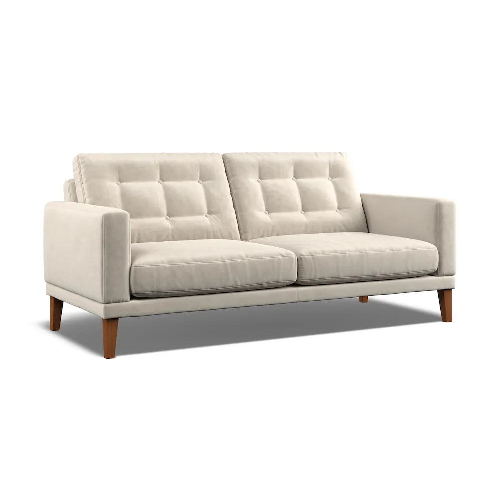 Fitzroy 3-Seater Sofa - Bone, Eco Velvet