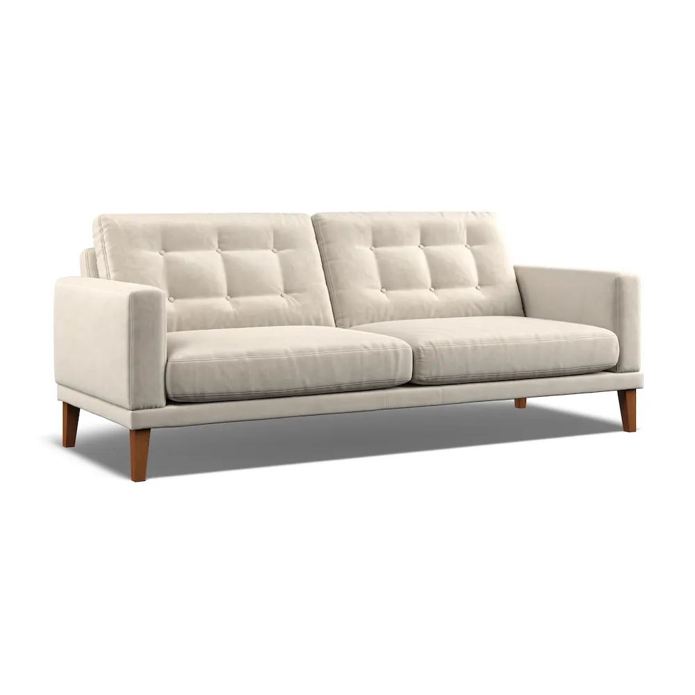 Fitzroy 4-Seater Sofa - Bone, Eco Velvet