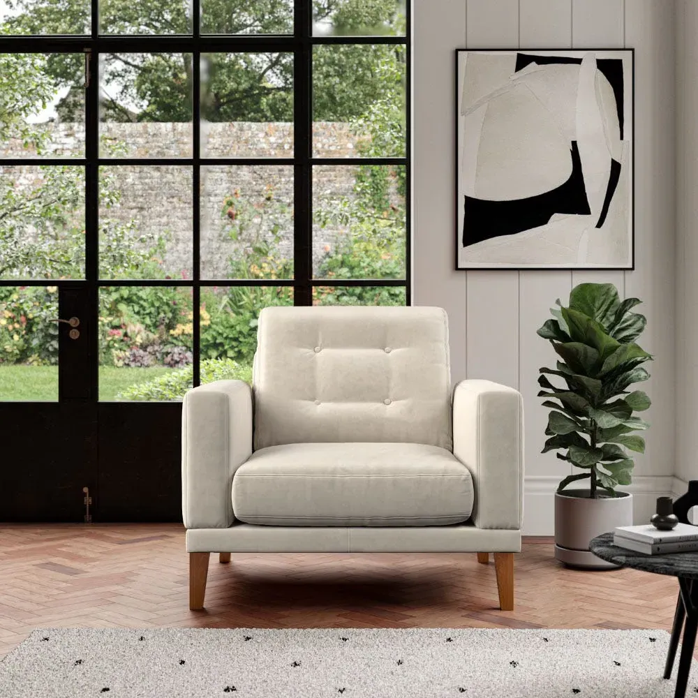 Fitzroy Armchair - Bone, Eco Velvet