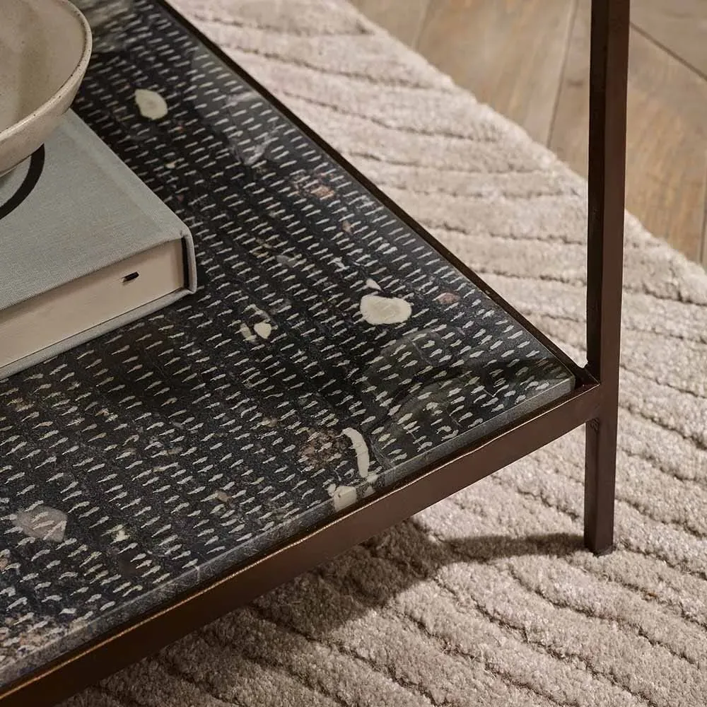 Flint Granite Square Side Table - Bronze, Iron image