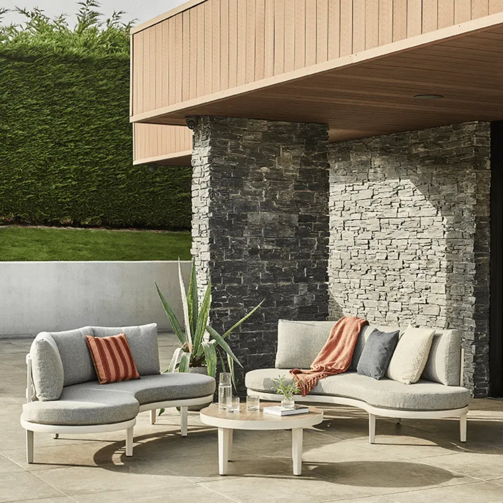 Florence Double Sofa Lounge Set with Coffee Table - Natural, Aluminium product