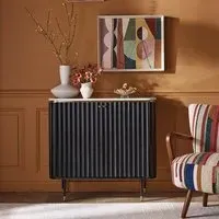 Flute Drinks Cabinet - Black, Marble