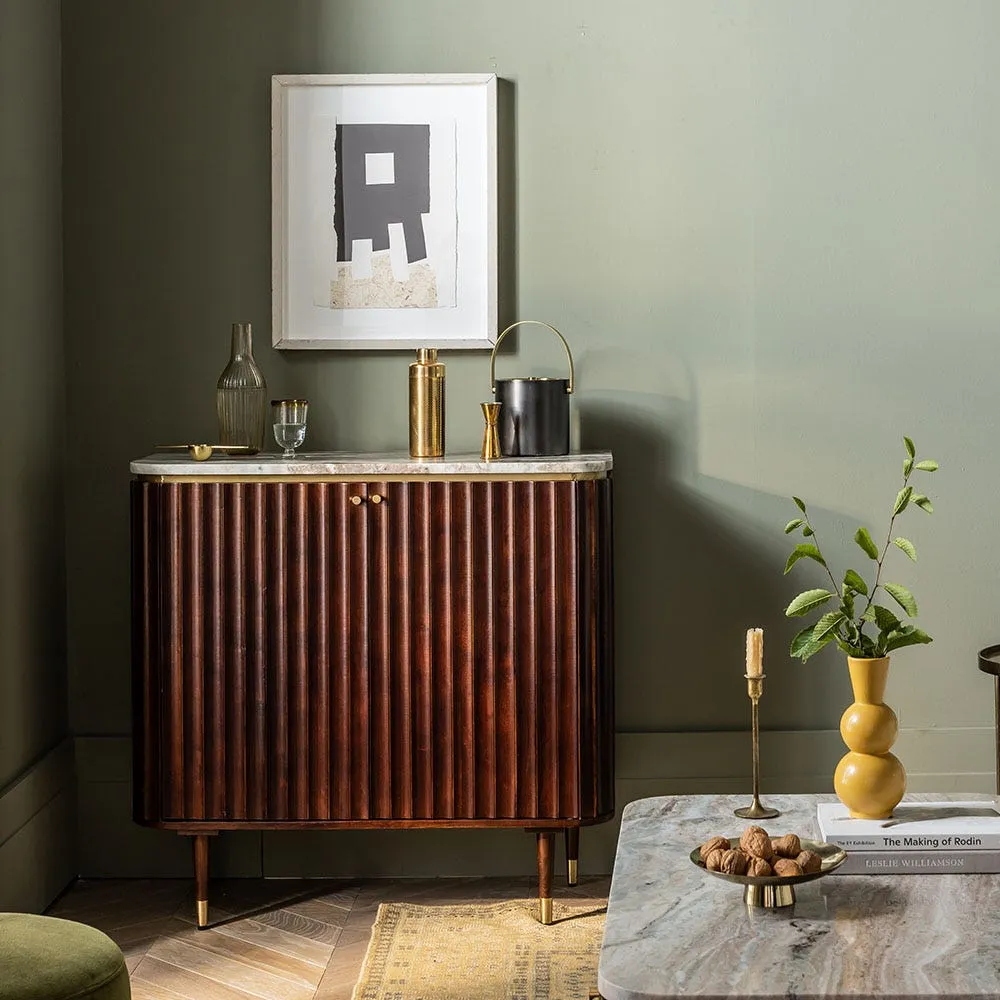 Flute Drinks Cabinet - Vintage, Marble