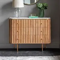 Flute Marble Chest of Drawers - Acacia, Marble