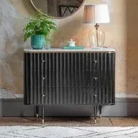 Flute Marble Chest of Drawers - Black, Marble