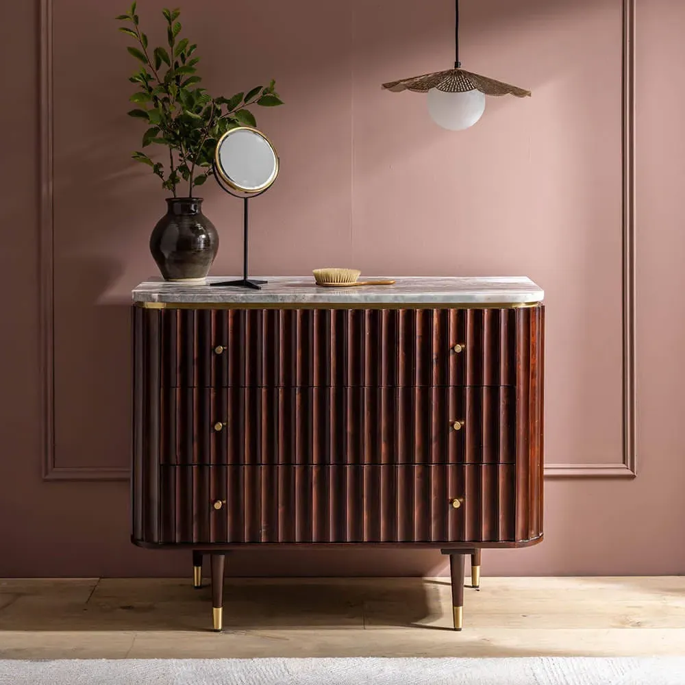 Flute Marble Chest of Drawers - Vintage