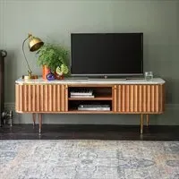 Flute Marble Media Unit - Acacia, Marble