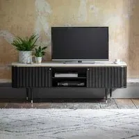 Flute Marble Media Unit - Black, Marble