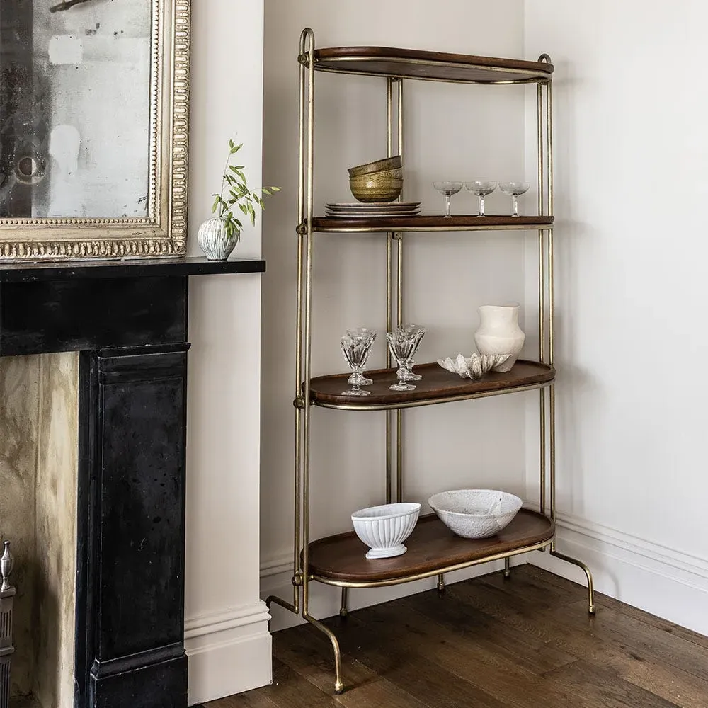 Franklin Shelving Unit - Mango Wood, Brass image