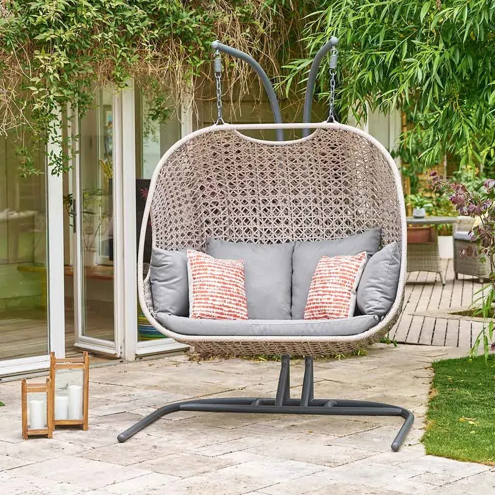 Freya Double Hanging Egg Chair - Grey