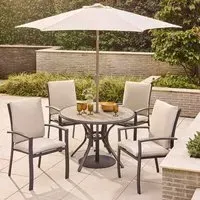 Gabriela 4-Seat Dining Set with Parasol - Stone
