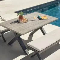 Gabriela 6 Seat Dining Bench Set - Stone, Aluminium