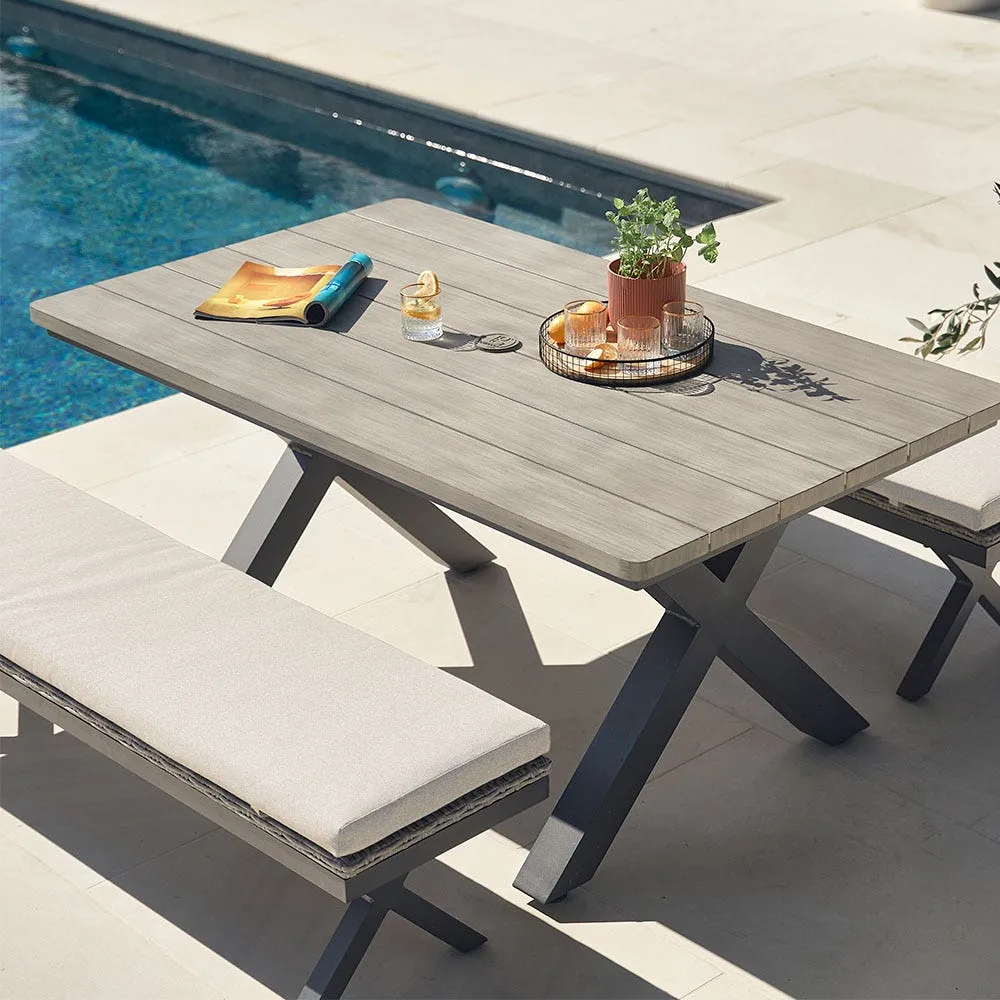 Gabriela 6 Seat Dining Bench Set - Stone, Aluminium