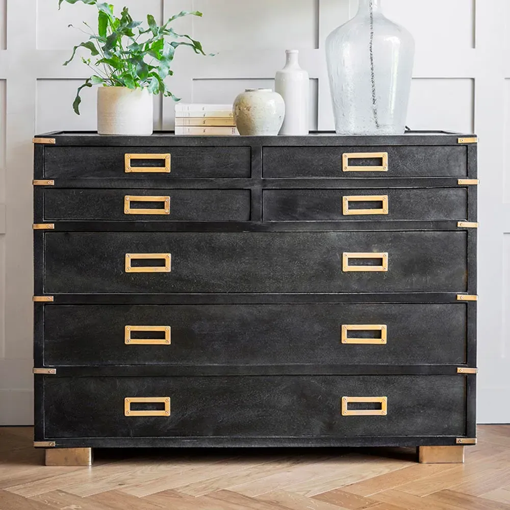 Greenwich 7 Drawer Chest - Black, Mango Wood