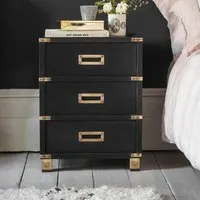 Greenwich Bedside Drawers - Black, Mango Wood