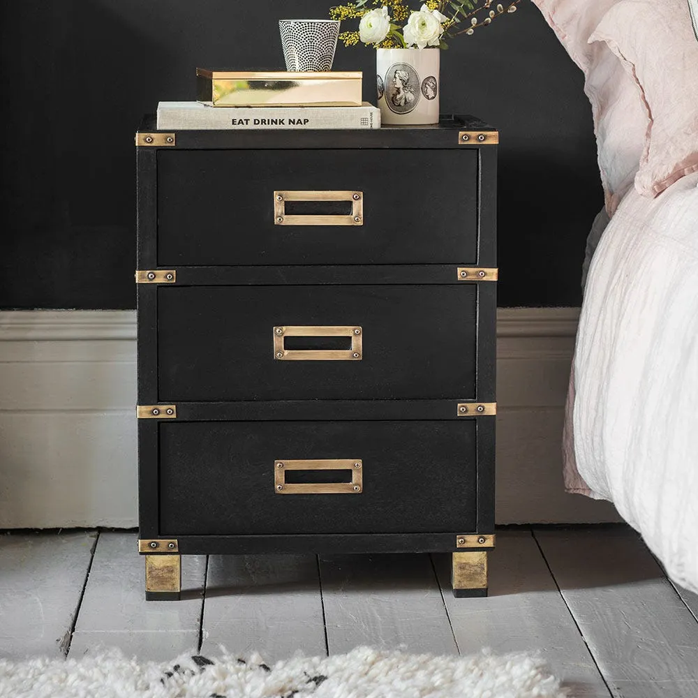 Greenwich Bedside Drawers - Black, Mango Wood image