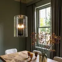 Hampstead 3-Light Pendant Light - Clear Glass, Black Metal