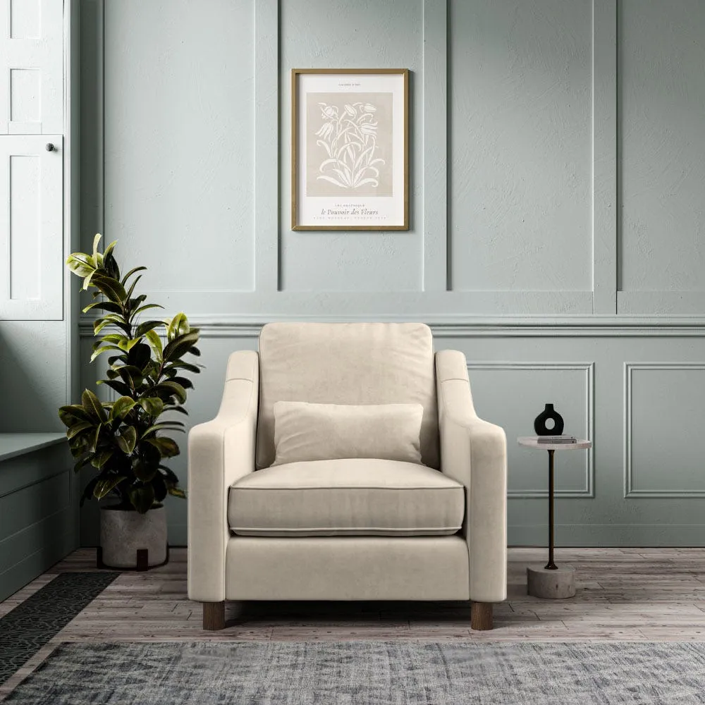Hampton Armchair - Bone, Eco Velvet