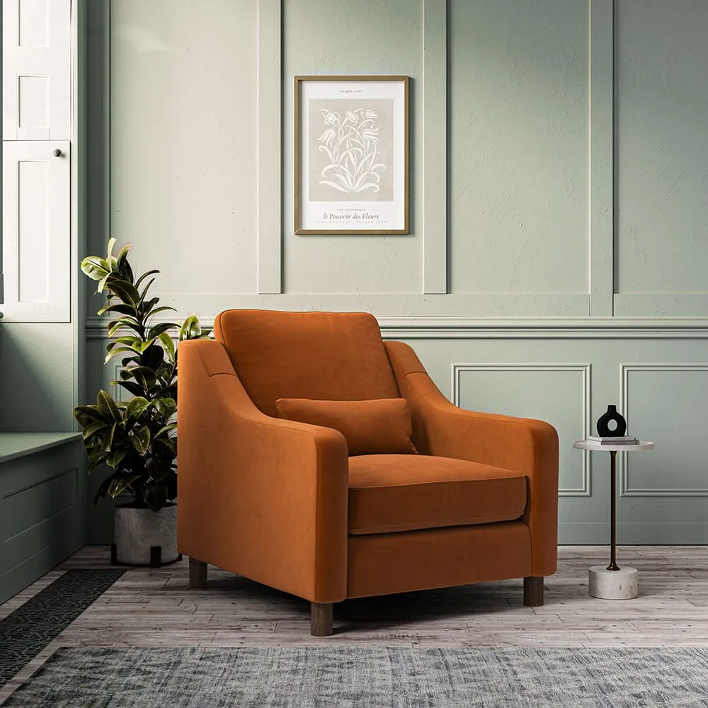 Hampton Armchair - Burnt, Eco Velvet