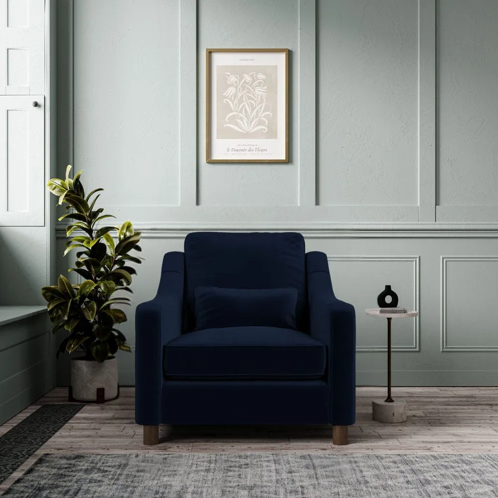 Hampton Armchair - Indigo, Eco Velvet