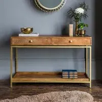 Henley Console Table with Drawers - Mango Wood, Brass