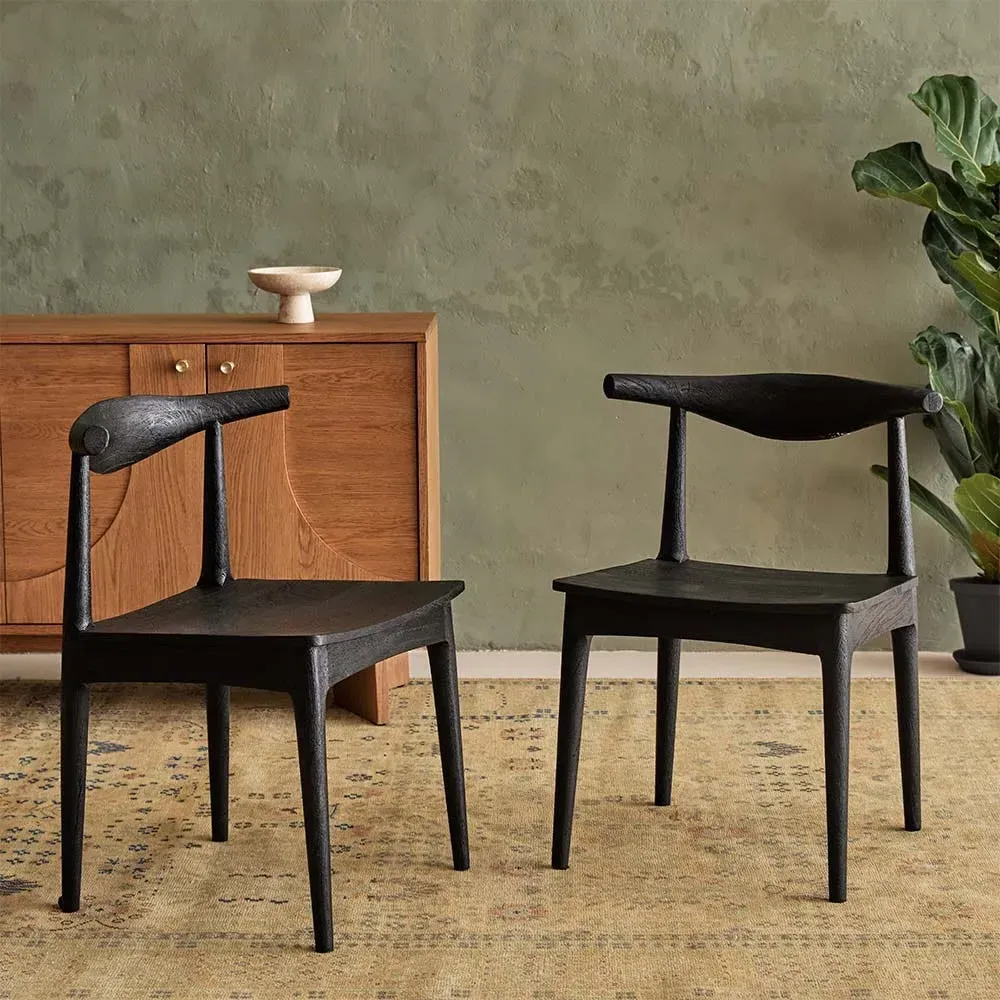 Hiro Dining Chairs Pair - Black, Acacia Wood image