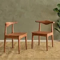 Hiro Dining Chairs Pair - Natural, Acacia Wood