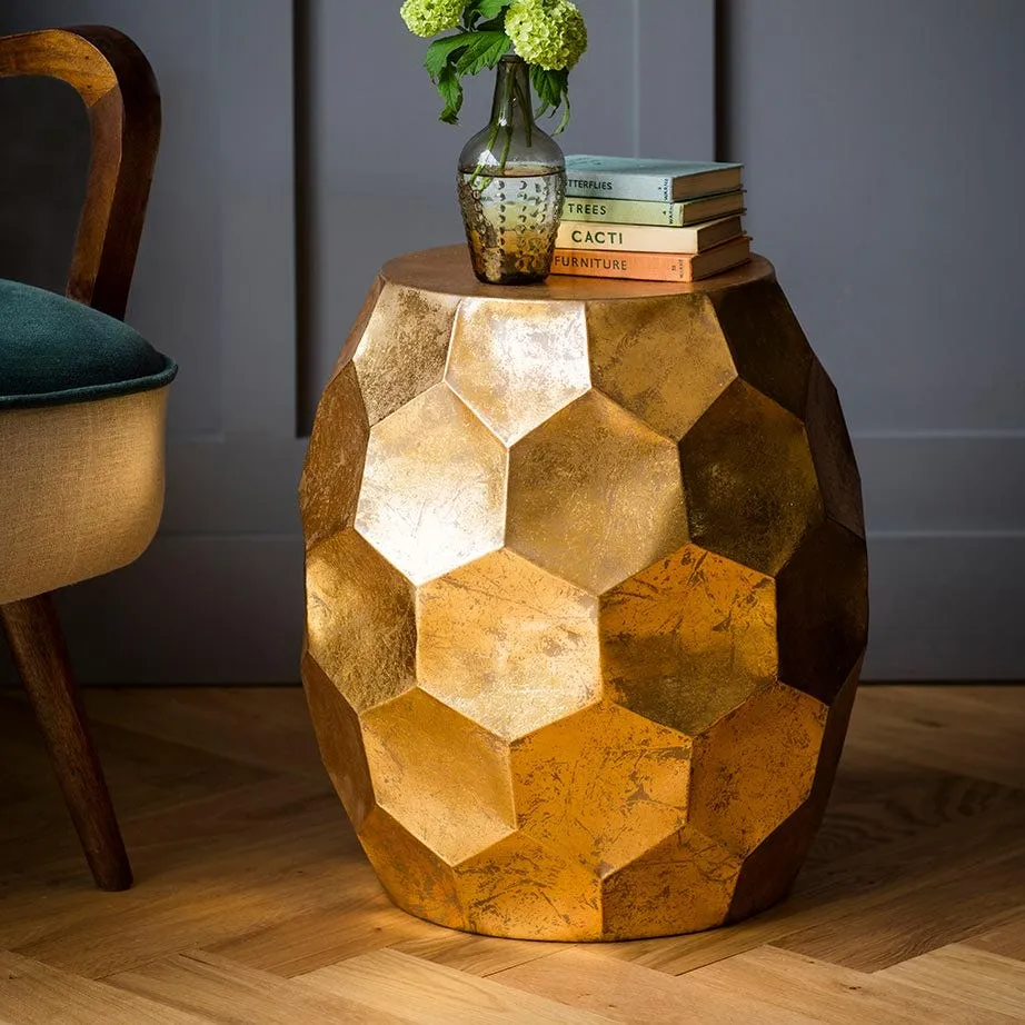 Honeycomb Side Table - Gold Leaf, Iron image