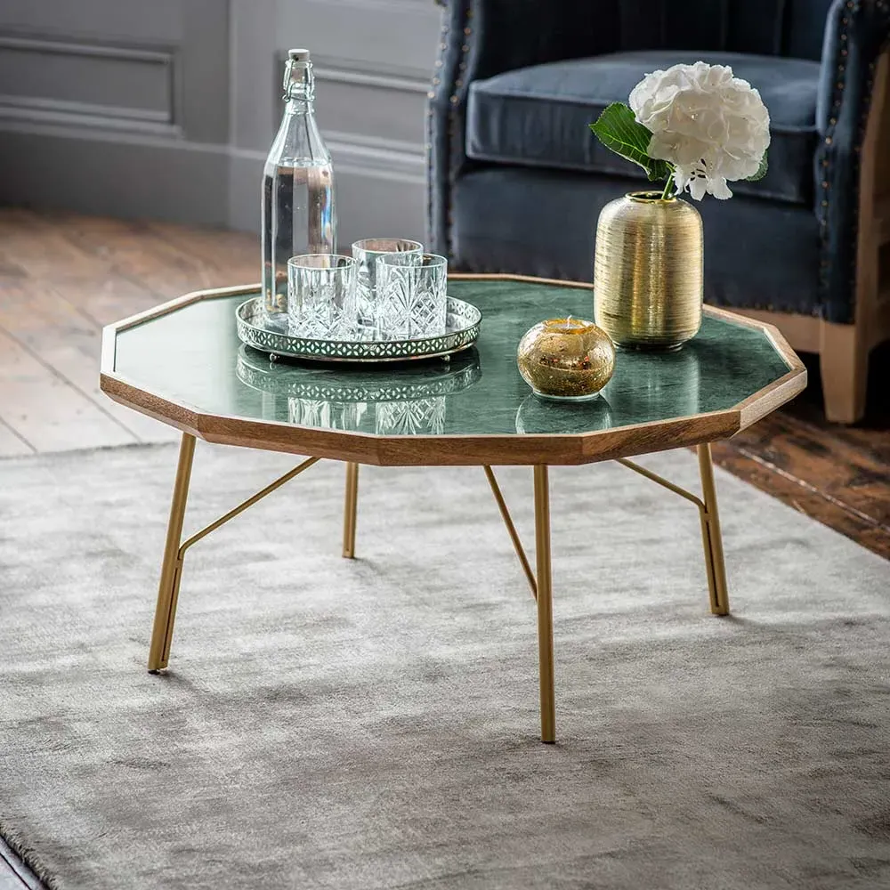 Jade Marble Coffee Table - Green, Mango Wood image