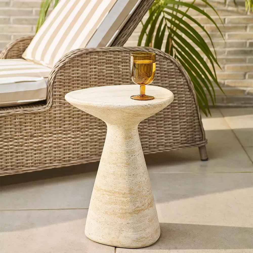 Jasper Side Table - Travertine Finish, Concrete