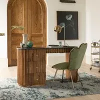 Jude Fluted Desk - Green, Marble