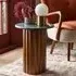Jude Fluted Round Side Table - Green Marble, Mango Wood