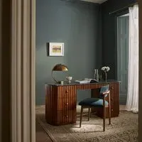 Jude Large Fluted Marble Desk - Green, Mango Wood