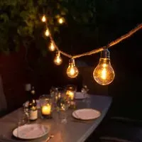 Jute Rope Festoon Lights - Connectable, 20 LED Bulbs