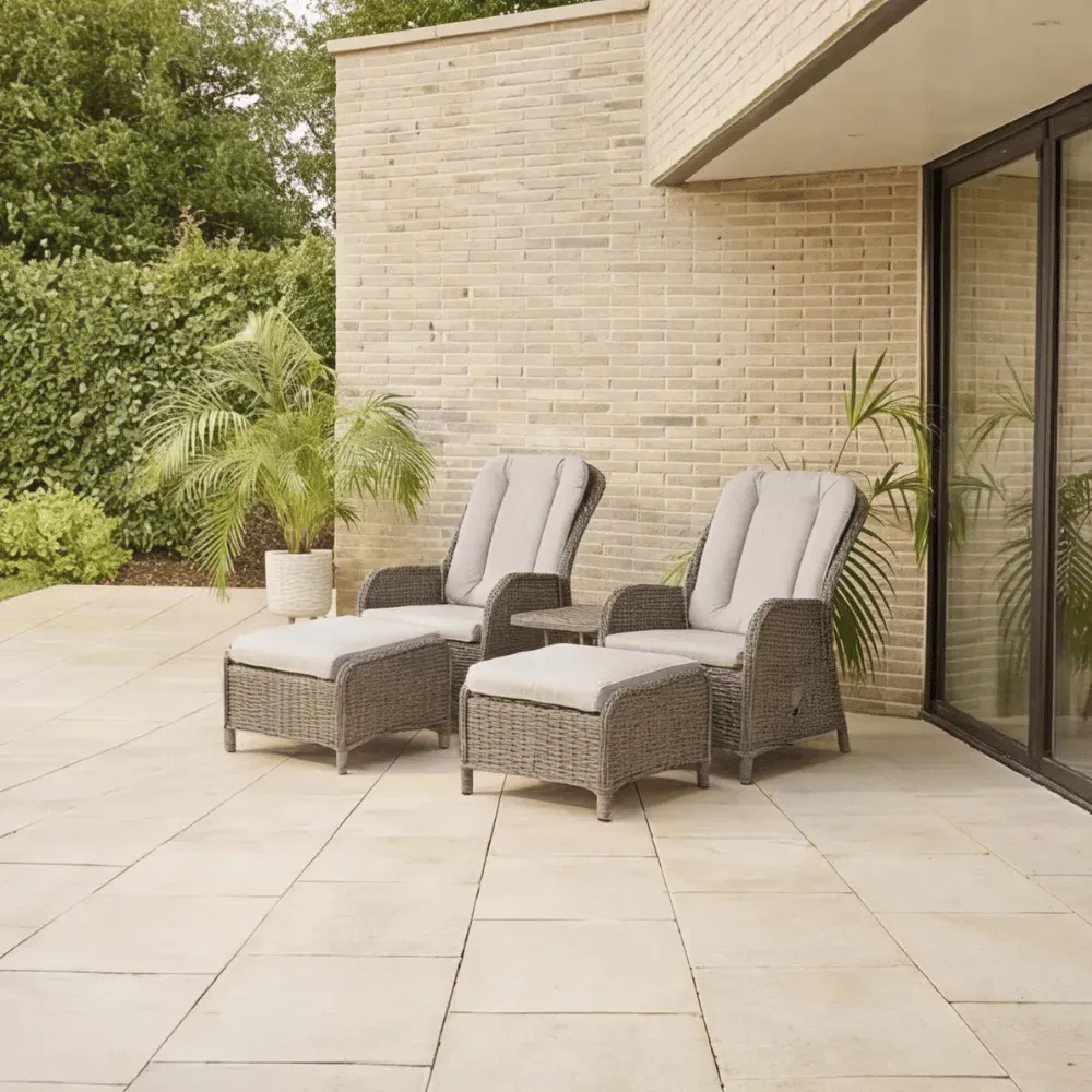 Karla Recliner Chair Set with Table and Footstools - Natural product