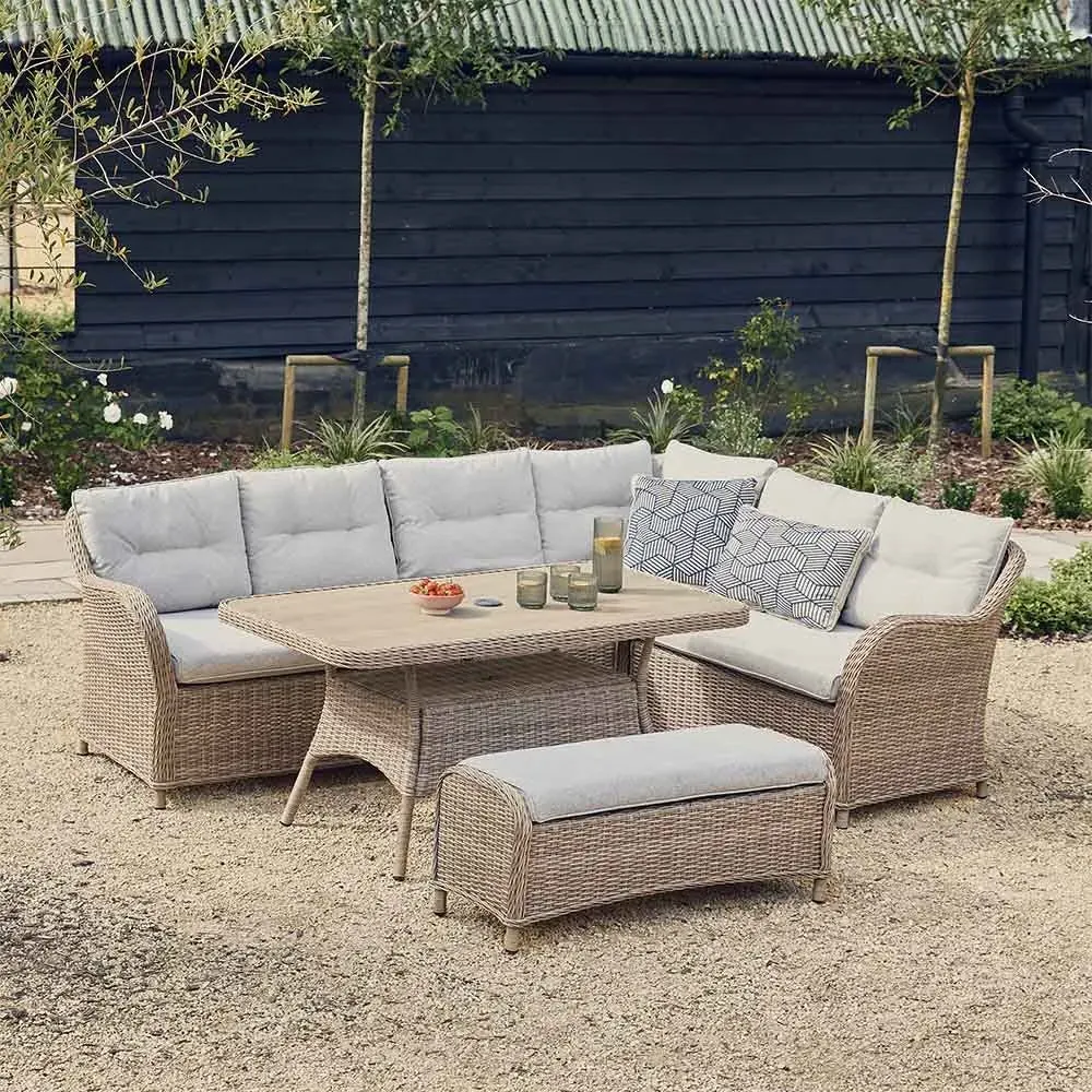 Karla Rectangular Lounge Dining Set - Sand, Rattan